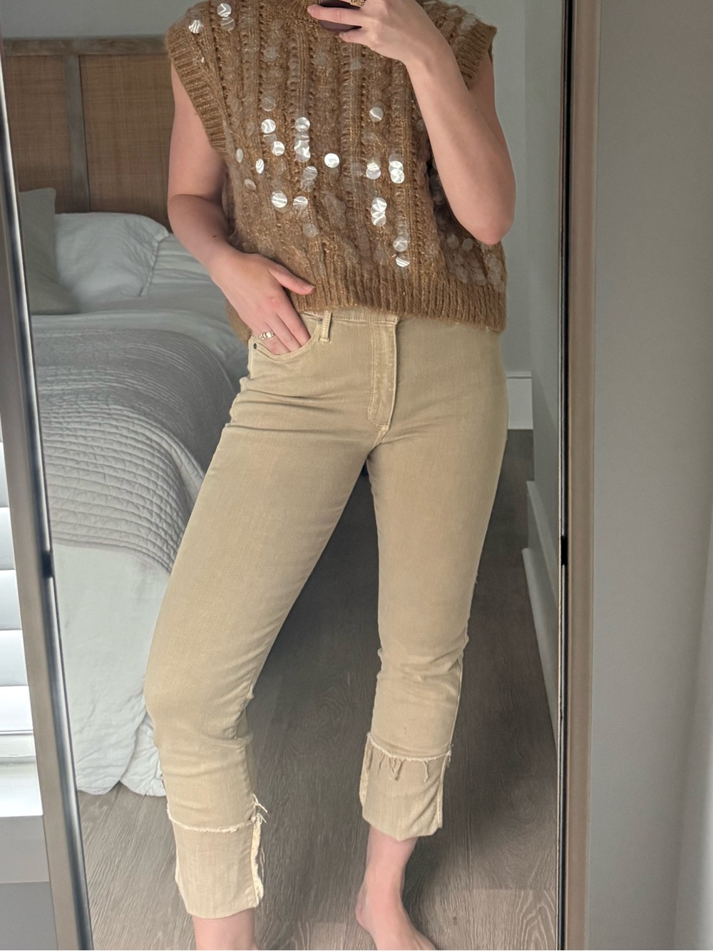 Black Orchid Tan Mid-Rise Cuffed Denim Jeans